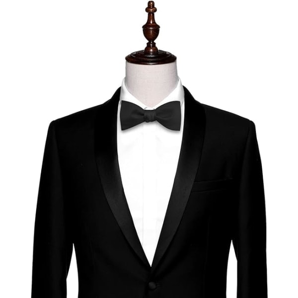 Herr Solid Bowtie Vævet Selvbindende Butterfly Sløjfe Smoking & Bryllup Butterfly (sort)