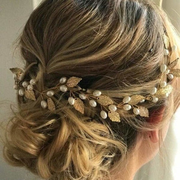（gyllene）Glittrande och elegant bröllopshår sidohår accessoarer huvudbonad hårsmycken modeaccessoar för kvinnor flickor