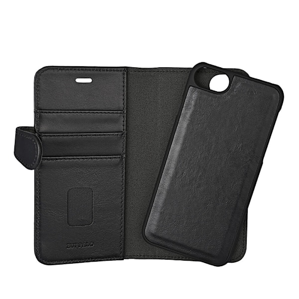 Buffalo iPhone 6/7/8/SE Etui 2i1 Ægte Læder Sort