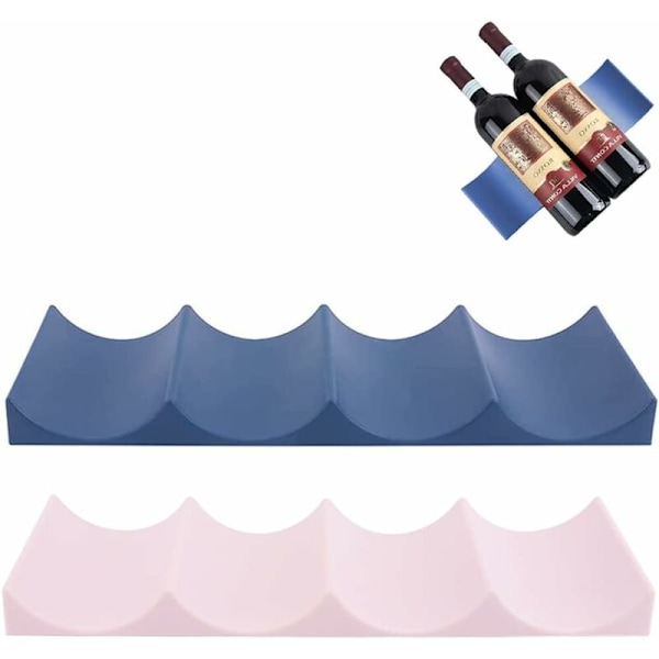 2-pack European Style Wine Rack, Stackable Refrigerator Wine Rack, Plastic Wine Rack (Blue + Pink)