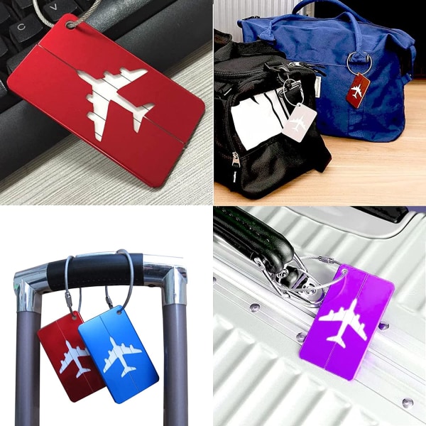 Set med 6 rektangulära resväska etiketter