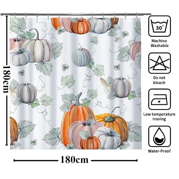 Bruseforhæng Efterår Akvarel Blomstret Ahornblad Bruseforhæng til Badeværelse Boho Efterår Thanksgiving Græskar Hjem Badekar Dekoration Vandtæt Stof Style 4