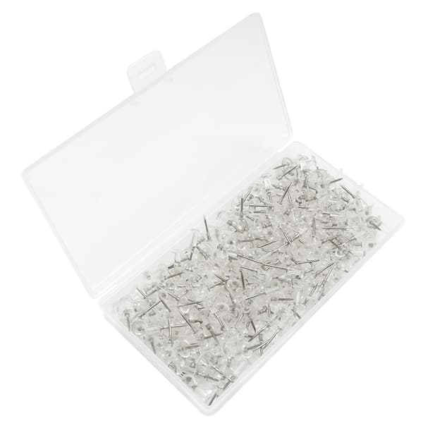 Basics tegnestifter, klar plast, stålspiss, 200-pakning