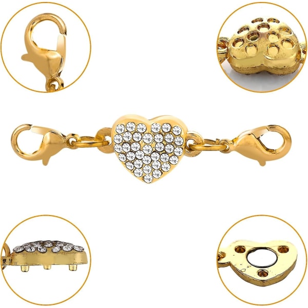 8 delar magnetiskt smyckeslås, hjärta magnetiskt halsband lås och stängningar