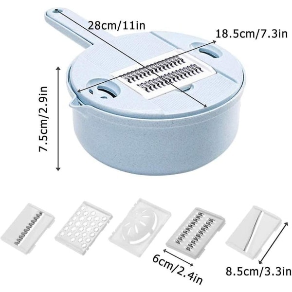 Vegetable Mandoline Slicer, 13-i-1 Grönsaksskärare, Grönsaksslicer, Manuell Grönsaksskärare, Med 4 Utbytbara Blad och Ägguleseparator