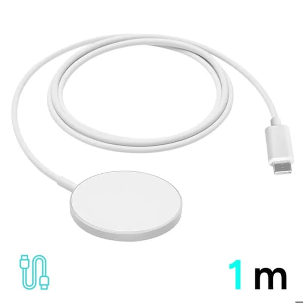 MagSafe-laturi - BWOO - iPhone - 15W - USB-C-kaapeli 1m - Valkoinen Vit