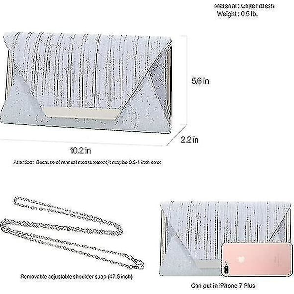 Glitter Clutch Väskor för Kvinnor Festväskor Kuvert Handväskor Stora Bröllopsfest Pro