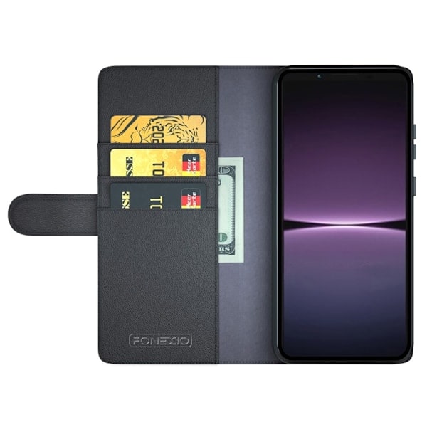 Sony Xperia 1 V Etui Premium Spaltlæder Sort