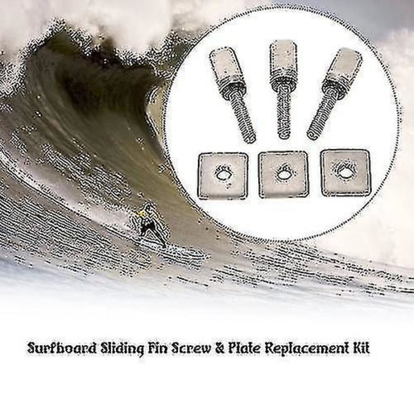 3 Surfboard Longboard Sliding Fin Screw & Fin Plate Replacement Kit för Stand Up Paddle Body Board