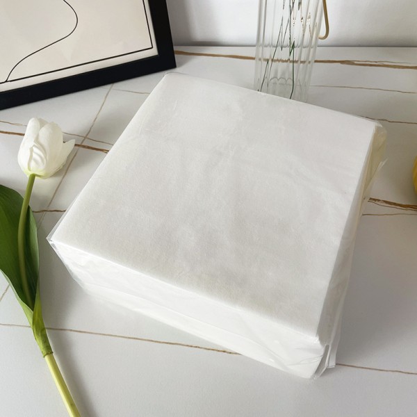 50 st Vita lyxiga stora pappersservetter för engångsbruk, linnekänsla bröllopsservetter