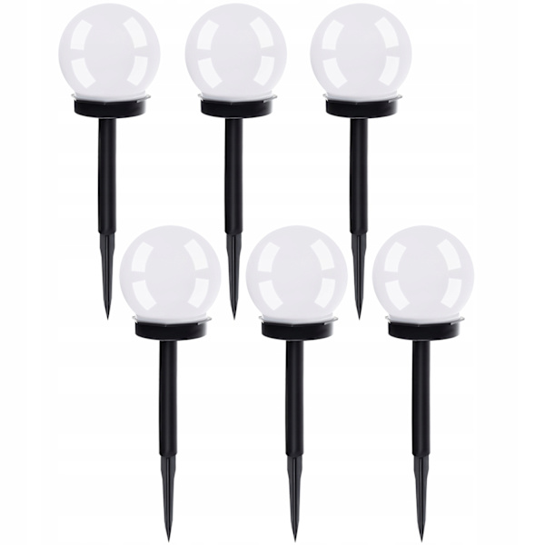 Kuleformede solcellelamper - 6 stk Vit white