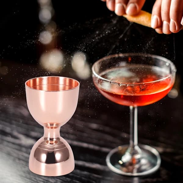 Rustfritt stål Dobbel Bar Jigger 30ml 60ml Rosegull Cocktail Måleverktøy[co]