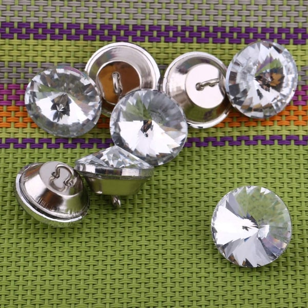 20 mm Crystal Rhinestone-knappar med metallspänne, 50 st