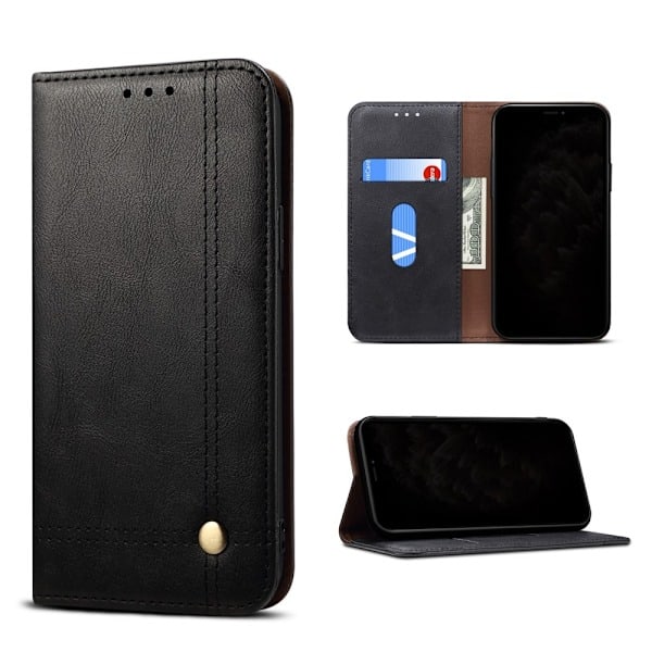 iPhone 12 Pro Max - Retro Flip Fodral - Sort Black Sort