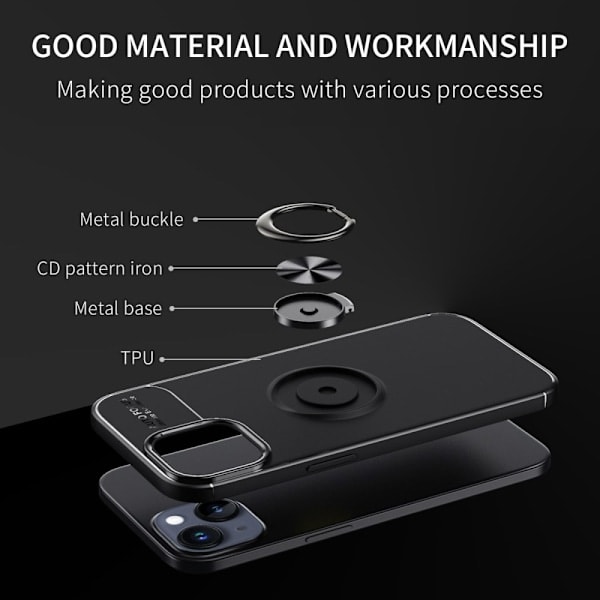 iPhone 15 Plus Cover Ring Sort/Rosaguld
