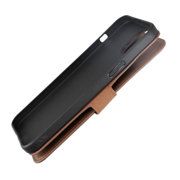 iPhone 15 Plus Wallet Case Leather Rvelon - Brown Brun brown