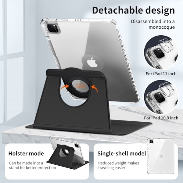 iPad Pro 13 2024 Fodral Hybrid Rotation Pennhållare Svart