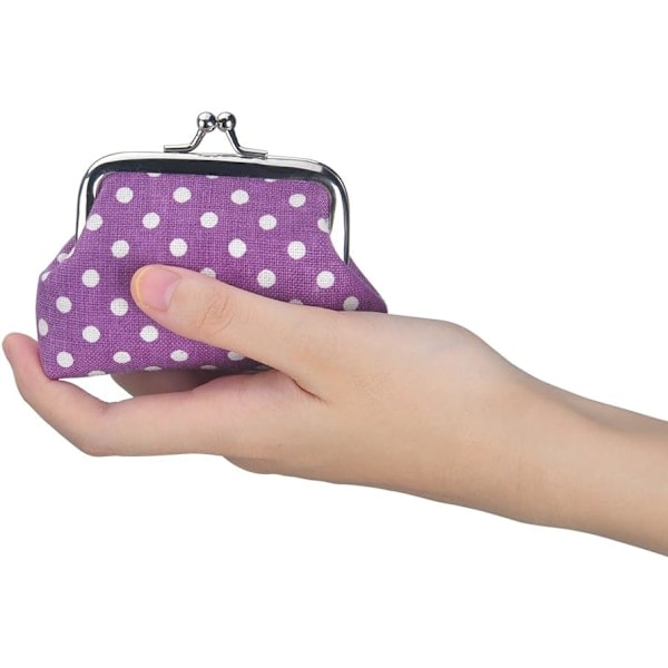 Mini Myntbörs Canvas Kiss Lock Myntplånbok Väska Växelväska för Kvinnor Flickor 9x7cm