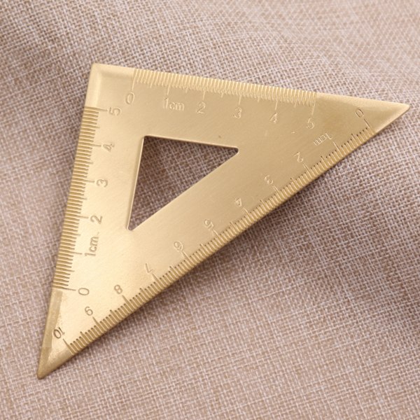 Triangel linjal, mässingsrätvinkellinjal, gradskiva, mätverktyg för ritning, lärande, matematik, geometri linjal (4-delad uppsättning)