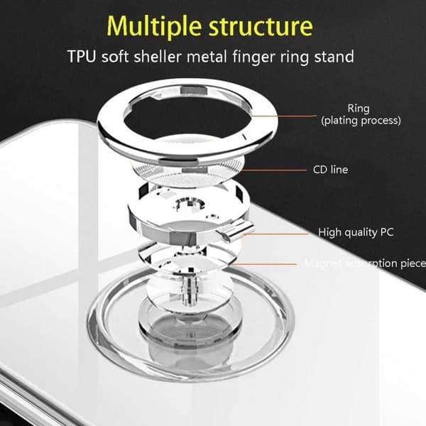 iPhone 12 Mini Shockproof Case with Ring Holder Fresh Transparent transparent