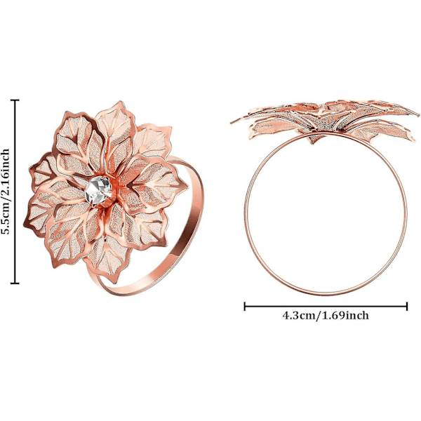 24 stk. Servietringe i Legering Udhullet Blomster Ring Servietholder Prydning Eksklusiv Husholdnings Blomster