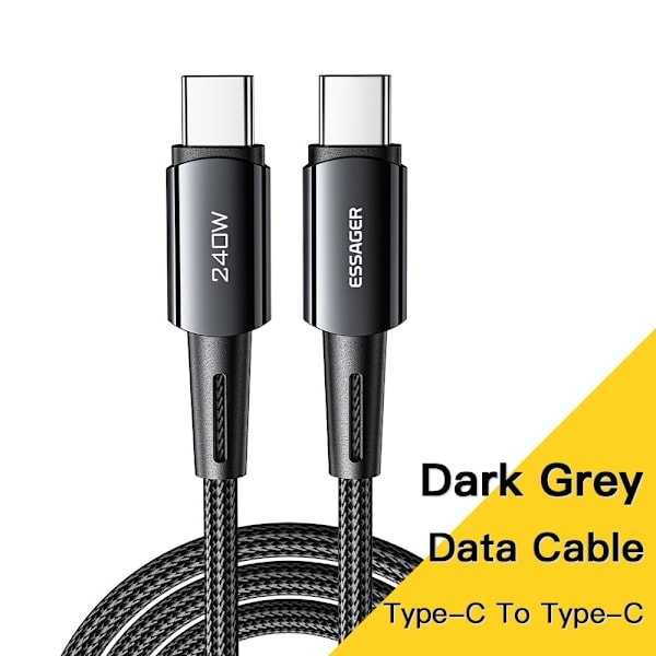 ESSAGER 2m 240W PD USB-C - USB-C Nylonkabel Sort