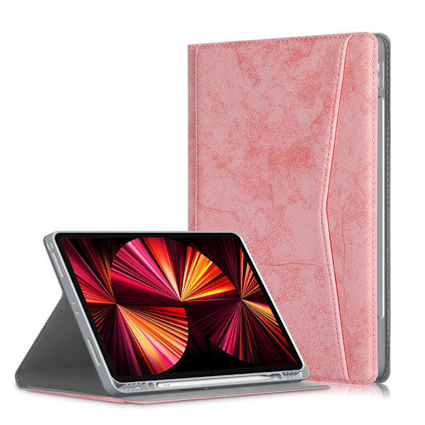 iPad Pro 12.9 (2018/2020/2021) - Kotelo etutaskulla ja kynätelineellä - Vaaleanpunainen