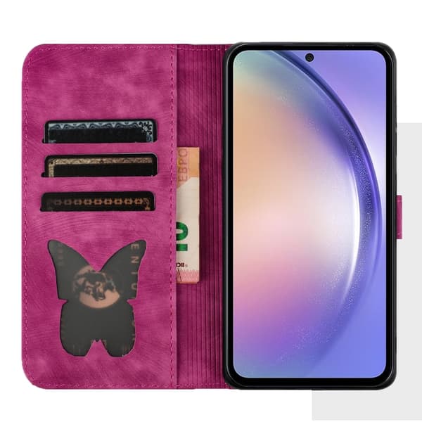 Samsung Galaxy S23 FE 5G Case with Butterfly and Cat Embossing Rosa