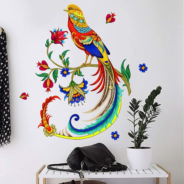 Removable 3d Diy Colofrful Flying Birds On The Tree Branches Wall Decals Flower Floral Wall Sticker