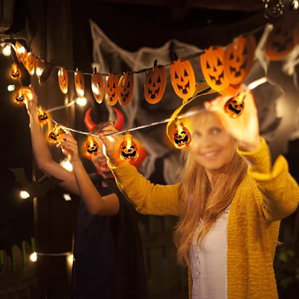 Halloween lyskæde, 20 LED orange græskar 3 cm akrylgræskar[co]