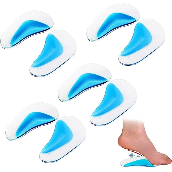 8 Pcs Gel Arch Support Insoles, Gel Arch Pads Feet Gel Pads Gel High Heel Inserts Plantar