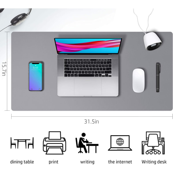 Leather Desk Pad Protector, Mouse Pad, Office Desk Mat, Non-Slip PU Leather Desk Blotter, Laptop Desk Pad