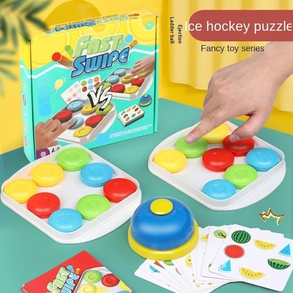 Racing Hockey -pulmapeli, värien sovitus, muistiharjoittelu, shakkiharjoittelu, keskittyminen, vanhemman ja lapsen välinen interaktiivinen lautapeli
