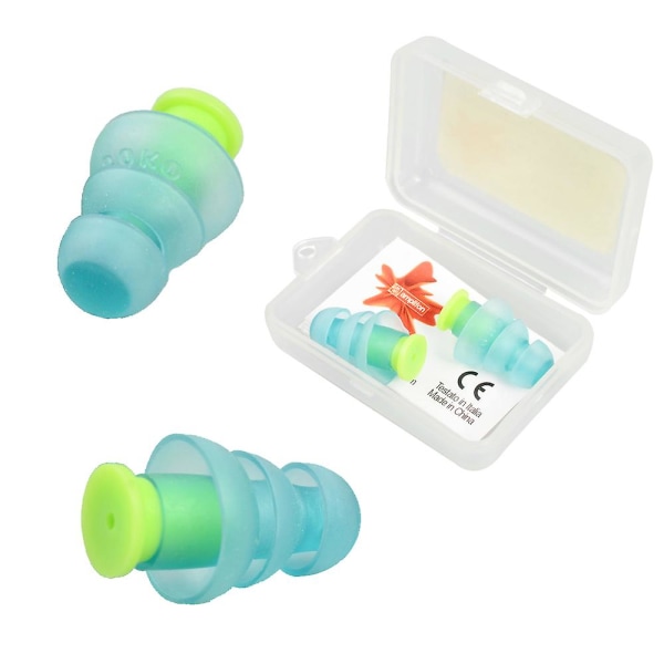 2 Pair Silicone Swim Earplug Soft Anti-noise With Storage Box