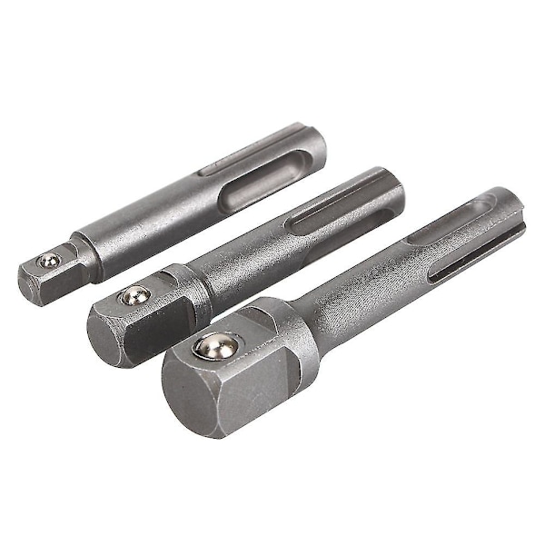3 st/set Slagborr Bits Sds Plus Hylsadapter Konverter 1/4\" 3/8\" 1/2\"
