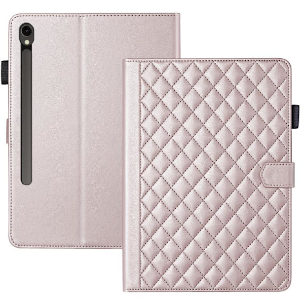 Samsung Galaxy Tab S10 FE+ Leather Case with Rhombus Pattern Roséguld