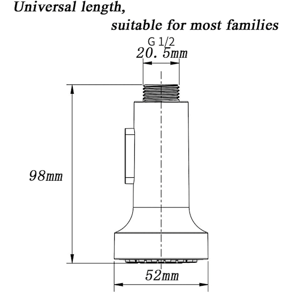 2-funktioners udskiftningskøkkenhanehoved, universel G1/2-sprayhoved, til udtræk