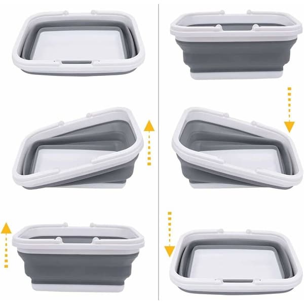 Foldable Plastic Dish Basin, Portable Collapsible Laundry Basket for Outdoor Use, Compatible with Camping and Hiking