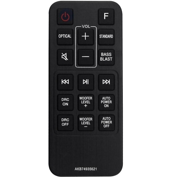 Erstatningsfjernbetjening Akb74935621 til LG Sound Bar Sj2 Sj2.aeusllk Sj2.deusllk [DB] Sort Black