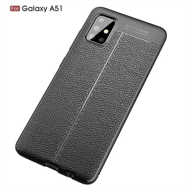 Samsung Galaxy A51 - Litchi Tekstur Cover - Sort Black Svart