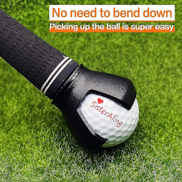 3-tannet golfballhenter, griper, plukker opp, ryggbesparende klo, sett på puttergrep, sugekopp ballgriper 3 stk - svart
