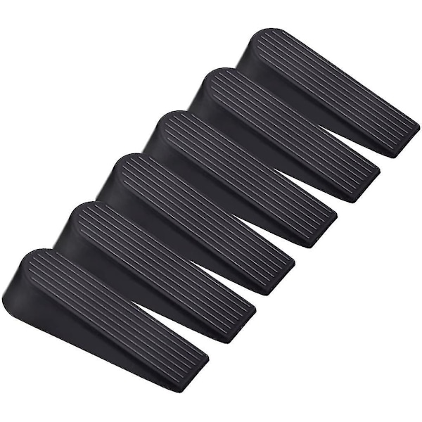 6 Pack Door Stops Wedges Black Rubber Door Stops For Home And Office