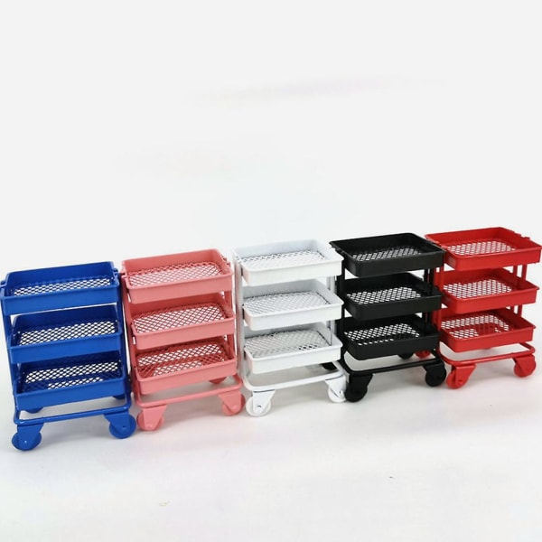Simulerad Mini Shoppingvagn Förvaringsvagn Prydnad För Minihus Flyttbar Vagn Förvaringsställ Modell Röd 7.5X5 Red 7.5X5.2X4CM
