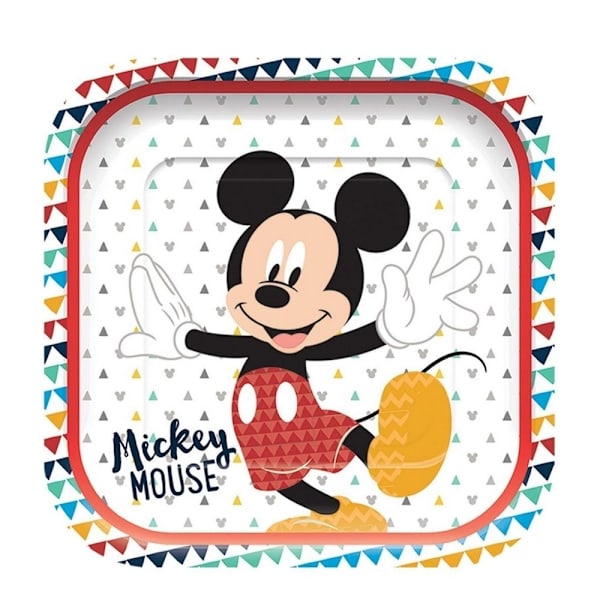 Disney Papir Firkantede Mikke Mus Engangstallerkener (4-pakning) Flerfarget One Size