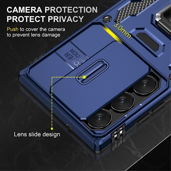 Samsung Galaxy S23 Ultra Cover Hybrid Ring Armor Mørkeblå