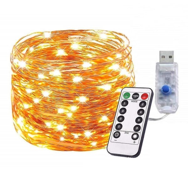 200 LED-valosarjat 20m Ladattavalla Akulla IP68 Vedenpitävä 8 Tilaa Kuparilanka Sisä-/Ulkokäyttöön Kaukosäätimellä ja Ajastimella, Keijuvalosarjat ...