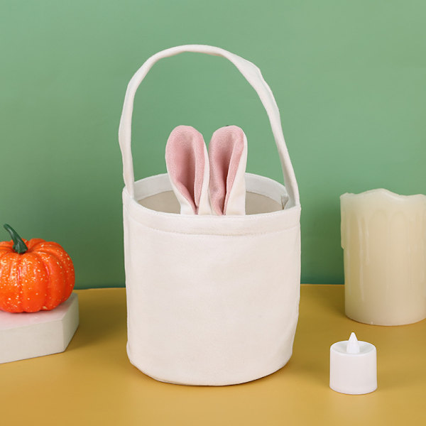 Easter Bunny Tote Bag with Rabbit Ear Basket, Party Gift Packaging, Easter Egg Box, Candy Bag (13*14.5cm)