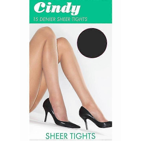 Cindy, 2 paria, 15 denierin ohuet sukkahousut, Extra Large, BARELY BLACK, Uusi alkuperäispakkauksessa [HK]