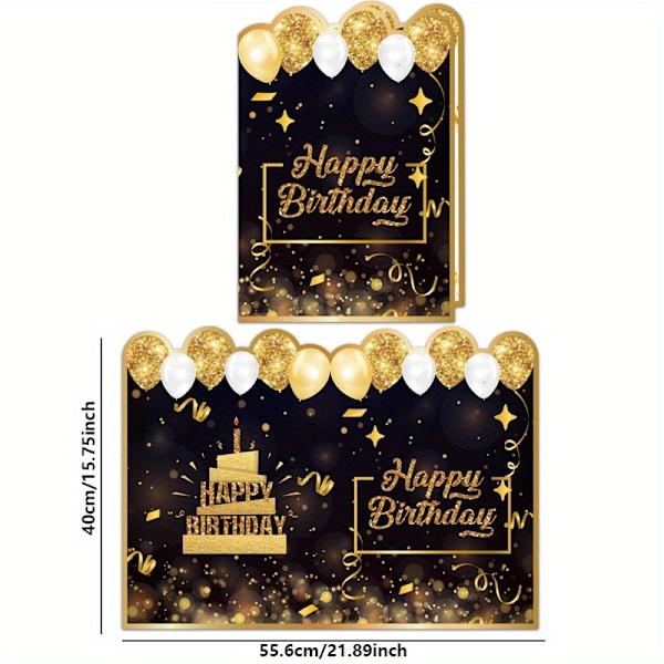 Elegant Svart & Gull Stort Bursdagskort Med Gjestbok - Perfekt For Alle (YJD) Birthday Black Golden Greeting Card