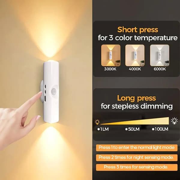 USB Uppladdningsbar LED Nattlampa för Trappor Hall Badrum - 4-pack[YJD]